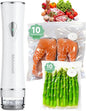 Mehomeli Compact Vacuum Sealer for Food (Vacuum Sealer Machine + 20 Reusable Vacuum Bags), Powerful Handheld Vacuum Sealer Machine, Seal Food 6X Fresh Longer, Portable & Wireless, Easy-Clean
