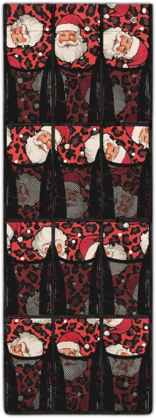 Santa Claus Behind Door Organizer for Merry Christmas Home Decor Mesh Fabric Door Hanging Shoe Organizer for Living Room,Easy to Install and Multi-Funtion Storage Bag