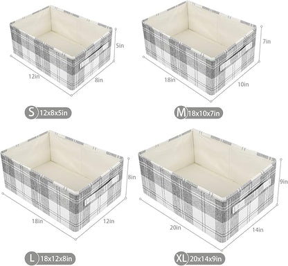 ANMINY 6 Pack Large Closet Storage Baskets for Shelves, 18 x 12 Inch Collapsible Fabric Storage Bins Washable Cloth Closet Organizing Bins Decorative Storage Baskets with Handles, Light Gray