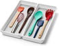 madesmart Premium 2 Compartment Utensil Tray, Deep Storage for Ladles, Whisks & Serving Tools, Non Slip Lining, for Drawers & Home Organization, White