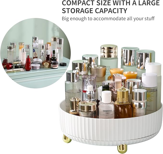 funest Makeup Perfume Organizer, 360 Degree Rotating Lazy Susan Cosmetic Desk Storage Lotions Display Case Round Tray with Large Capacity, for your Jewelry