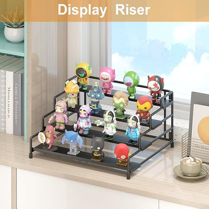 RUILALIFE 4-Tier-Spice-Rack-Organizer-for-Cabinet, Adjustable Depth Spice Holder Shelf For Countertop Pantry Cupboard, Metal Tiered Seasoning Organizer,Display Shelf Riser (Black-2 Pack)