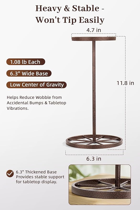 Cowboy Hat Stand, Heavy Duty Metal Hat Holder for Desk Countertop Closet, Wagon Wheel Hat Display Rack for Fedora, TableTop Western Hat Stand for Vendors Retail, Mens Cowboys Gifts, 2 Pack, Bronze