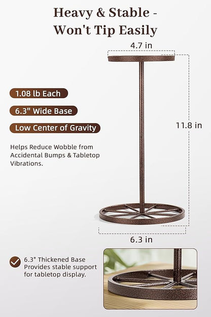 Cowboy Hat Stand, Heavy Duty Metal Hat Holder for Desk Countertop Closet, Wagon Wheel Hat Display Rack for Fedora, TableTop Western Hat Stand for Vendors Retail, Mens Cowboys Gifts, 2 Pack, Bronze