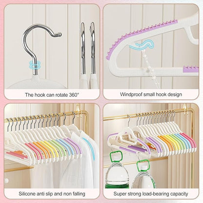 Ergocar Plastic Hanger Rainbow Anti -Slip Non -Traceless Hanger Saves Space Hanger Heavy Colored Hanger Suitable for Shirts, Dress, Gravita Hanger, Durable Versatile Color Clothes Hanger