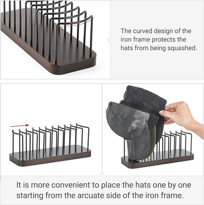 Mkono Hat Organizer for Baseball Caps, Set of 2 Hat Holder for 20 Baseball Caps, Tabletop Hat Rack Stand Hat Storage Display Baseball Cap Organizer for Desk Closet Shelf Dresser