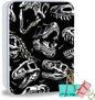 Metal Tin Box Sturdy Metal Storage Box with Lid, Large Container Holder for TCG Cards,Car Keys,Cookies,Tin Containers for Gift,5.0x3.7x1.6 Inch,Exquisite Pattern Design(Fossil Dinosaur)