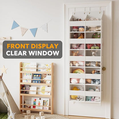 SpaceAid Extra Large Over The Door Organizer with 10 Large Pockets and 10 Mesh Side Pockets, 5 Layers Door Organizer Hanging with Clear Window for Bedroom, Bathroom, Pantry and Nursery, White