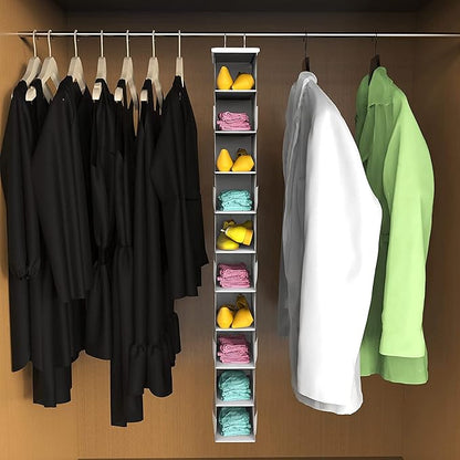 Libeder Hanging Shoe Organizer, 10-Shelf Closet Organizer with 6 Mesh Side Pockets