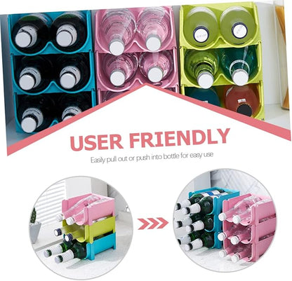 3pcs Pink Refrigerator Drink Organizer Stackable Beer Bottle Rack for Pantry Soda Can Dispenser Fridge Rack