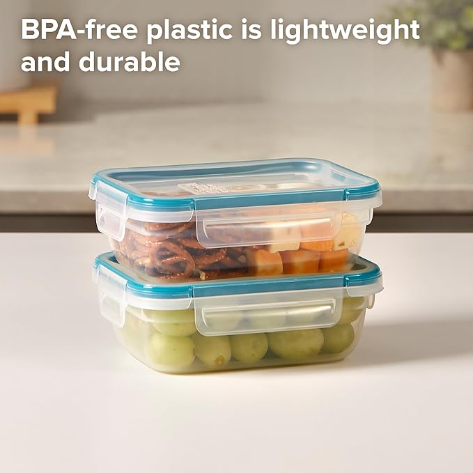 Snapware Plastic Total Solution 2-Pack (3-Cup) Food Storage Containers Set, Leakproof & Airtight Plastic Locking Lids Containers, Non-Toxic BPA-Free Lids, Microwave Dishwasher Freezer Safe
