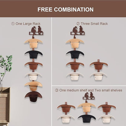 Cowboy Hat Rack Holder for Wall - Wild Western Style Design Hat Organizer with 6 Hat Hooks for Wall Mount, Hat Stand and Hanger for Storage and Organization , Gifts for Men Fathers Dad(Cowboy Lover)