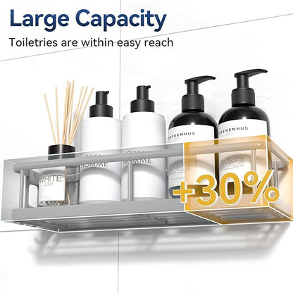 YASONIC Shower Caddy Adhesive, No Drill Bathroom Shower Organizers, with Removable Hooks and Soap Holder, Rust Proof Shower Shelves, Wall-Mounted Shower Holder, 3 Pack, Grey