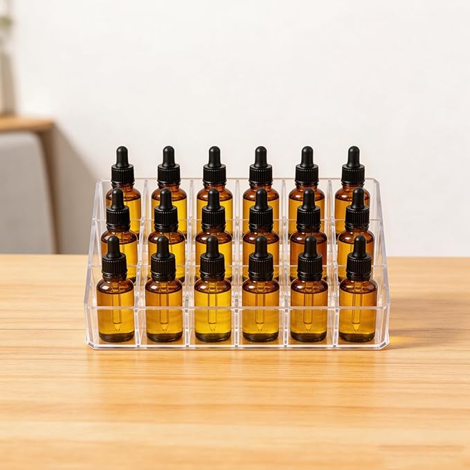 Essential Oil Holder,18 Slots Plastics Essential Oil Storage,for Bottles Perfumes and Nail Polish Shelf,Essential Oil Organizer,Makeup Storage Rack