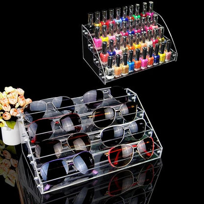 4 Tiers Makeup Holder Tiered Acrylic Organizer for Lipstick Nail Polishes Eye Shadow Toy Collection Dresser Reagent Container Retail E ssential Oils Liquids Paint Oil Bottle Display Rack Stand Station