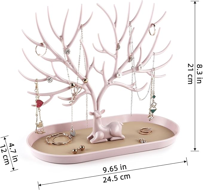MORE&LESS Antlers Jewelry Display Stand,Tree Tower Rack Hanging Organizer for Ring Earrings Necklace Bracelet