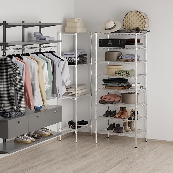 21" Deep x 30" Wide x 74" Height Wire Shelving Kit | 8-Tier | NSF Commercial Storage Rack Unit