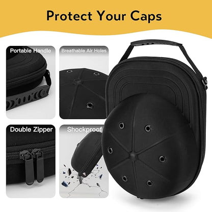 Hat Travel Case, Hat Carrier Travel Case with Adjustable Shoulder Strap, Hat Organizer Baseball Caps Holder for 6 Baseball Caps, Perfect for Traveling & Home Storage, Small