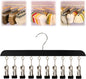 Closet Organizer with 10 Clips, 2026 New Space Saving Hanging Closet Organizer, Hat Scarf Clothespins for Legging Jeans Skirts Socks Pant Hangers (Black-10 Clips, 1 Pcs)