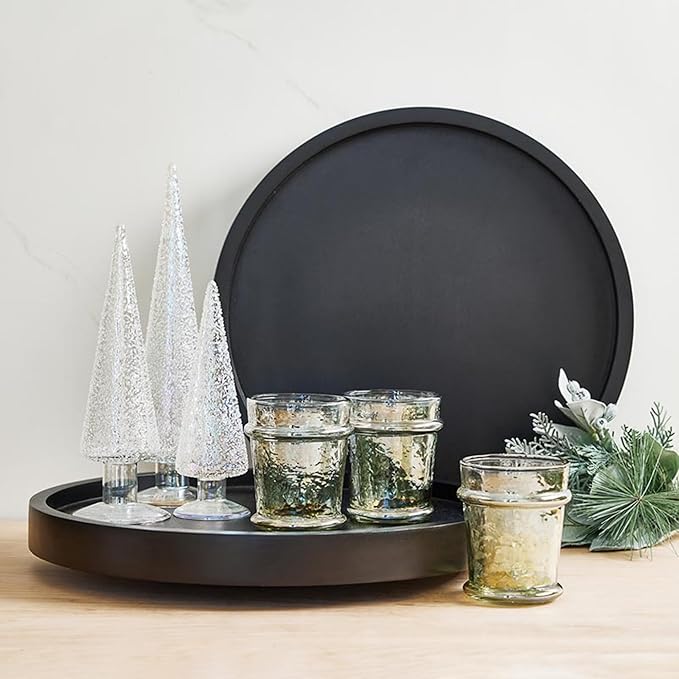 Santa Barbara Design Studio Mango Wood Lazy Susan for Table Top Turntable Charcuterie Board Serving Tray, 15.75" D x 2" H, Black