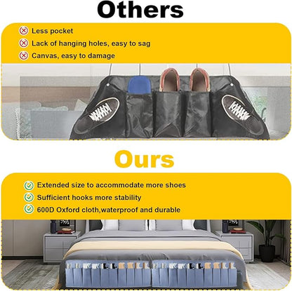 Oxford Fabric Bedside Hanging Storage Organizer, RV Shoe Storages Pockets for Bedside, Heavy Hanging Bedsides Storage Organizer with Sturdy Hooks Storages Pockets Hangs on Bed for Shoes, Tool (1)