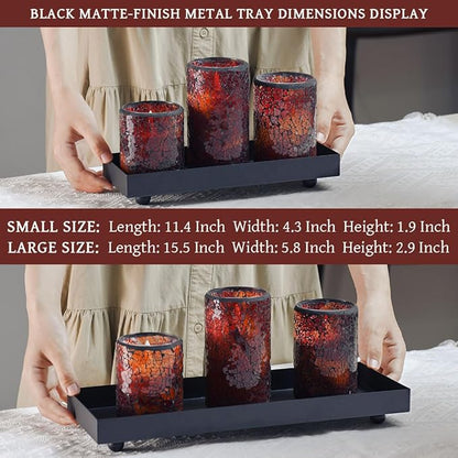 Rectangle Black Matte Metal Tray, Suit for Candle Holder, Vanity Decor Projects, Bathroom Toilet Tank Tray, Perfume or Jewelry Storage, and Coffee Table Centerpiece-Mini