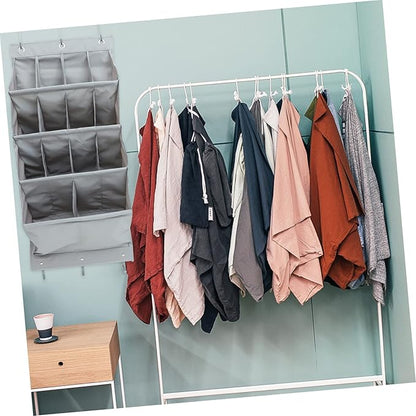 Ciieeo Multi-layer over The Door Organizer Hanging Storage Bag for Shoes Accessories Breathable Space-saving for Home Office Gray