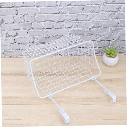 Cabilock White Over Cabinet Door Hanging Storage Basket Organizer Rack for Kitchen Bathroom Office Ventilated Hollow Design Easy Install Required Space Saving Cabinet Storage