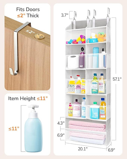 ULG Over the Door Organizer, 5-Tier Extra Large Hanging Storage with 10 Mesh Pockets, 100 lbs Capacity, Heavy Duty Door Organizer for Closet, Bedroom, Nursery Light Grey