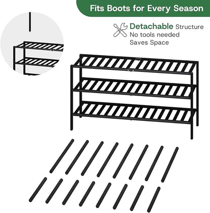 kiplant Tall Boot Rack Organizer - 8 Pair Boot Rack Bamboo Wood Shoe Rack for Entryway & Closet, Holds Tall Boots