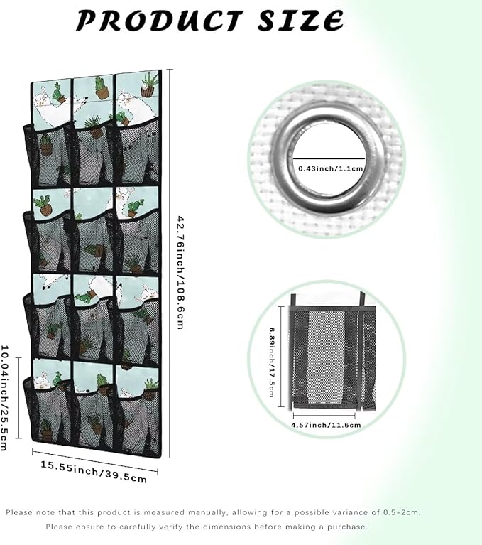 Alpaca Shoe Organizer Over The Door,12 Large Mesh Pockets Hanging Storage Shoe Rack,Hanging Shoe Rack for Door Sneaker Hanger Boot Storage,Breathable Organizer Storage Bag