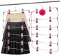 Skirt Pants Hangers with Clips,6Tier Skirt Hangers Space Saving,Metal Multi Pants Hangers and Storage Multi Clothes Shorts Hanger Organization,Space Saving Hangers with Clips (Rose, 2-Piece Set)