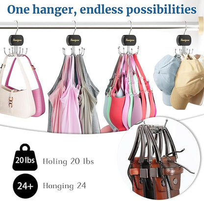 Belt Hanger, Belt Organizer for Closet,Rotatable Tie Rack,Belt Holder,Hanging Closet Storage Hook for Belt, Bra, Tank Top, Tie, Scarf, Purse,1PCS,Black