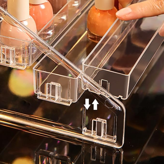 Nail Polish Organizer 48 Bottles of 4 Layers Sunglass Organizer Acrylic Display Rack Eyeglasses Storage Essential Oils Holder Makeup Organizer No Tool Needed Assembly, Clear