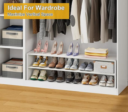 Cidaziya 47.2 Inch Long White Shoe Rack, Stackable Shoe Shelf Organizer for 15-18 Pairs of Shoes, 2 Tier Shoe Storage Organizer for Living Room, Bedroom, Closet, Entryway, Hallway, Garage