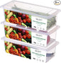 SILIVO Fruit Storage Containers for Fridge (3 Pack) - 1.5L Produce Saver Containers for Refrigerator with Removable Drain Tray Keep Fresh for Produce, Bacon, Fruits and Vegetables