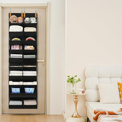 20-30 Pairs Over the Door Shoe Organizer,Side Clear Hanging Shoe Organizer,10-Tier Shoe Storage with 2 Flat Storage Layers,Door Shoe Organizer Fit All the Family’s Sneakers, Boots, Heels,Black