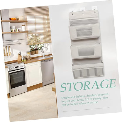 SOLUSTRE Household Over the Door Organizer Multi Function Hanging Storage Bag Grey Breathable Space Saving for Remote Controls Glasses Socks Jewelry and More