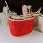 Luxury Bling Rhinestone-Embellished Makeup Organizer Box Storage – Large Capacity Cosmetic Brush Lipstick Eyebrow Pencil Storage Box and Desktop Organizer Rack (Red)