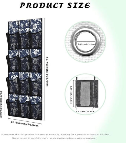 Sea Turtles Over the Door Shoe Organizer,Shoe Organizer Door Hanger with 12 Mesh Large Pockets,Space Saver,Unique Print