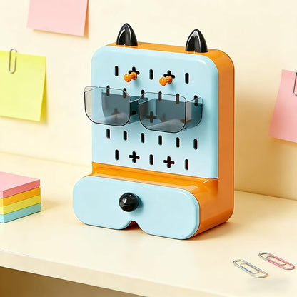 Makeup Organizer with Drawer, Makeup Desk Organizer, Desk Accessories for Women, Desk Organizers and Accessories for Bathroom Bedroom Counter (blue)