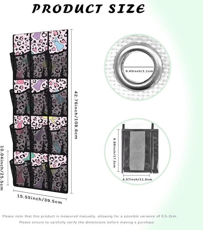 Colorful Leopard Prints Hanging Storage Bags,Shoe Organizer Door Hanger with 12 Mesh Large Pockets,Space Saver Hanging Shoe Storage Hanging Bag