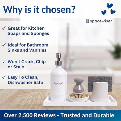 Spacewiser Countertop and Vanity Tray - 2 PC Large 11.7" Silicone Bathroom Trays, Counter Organizer, Dish Soap Sponge Holder Kitchen Sink Tray Organizer, Sink Caddy Toothbrush Key Kitchen Soap Trays