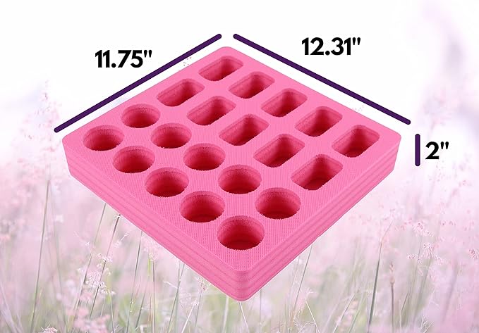 Polar Whale Lotion and Body Spray Stand Organizer Large Tray Pink Durable Foam Washable Waterproof Insert for Home Bathroom Bedroom Office 12.3 x 11.75 x 2 Inches 20 Slots