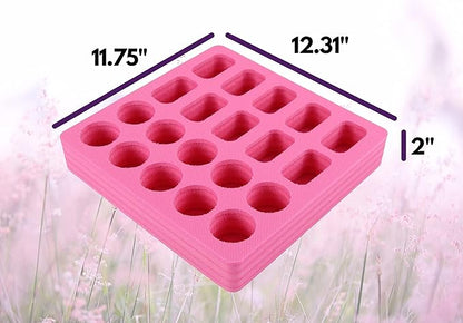 Polar Whale Lotion and Body Spray Stand Organizer Large Tray Pink Durable Foam Washable Waterproof Insert for Home Bathroom Bedroom Office 12.3 x 11.75 x 2 Inches 20 Slots