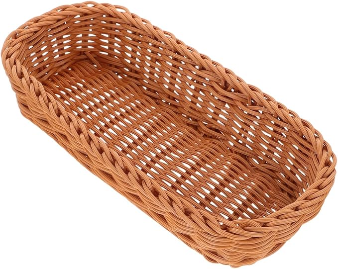 Angoily Wicker Silverware Organizer, Hand-Woven Wicker Flatware Silverware Holder, Kitchen Organizer Storage for Countertop Small Utensil Holders Party Table Spoon Knives Fork Flatware Candy Basket