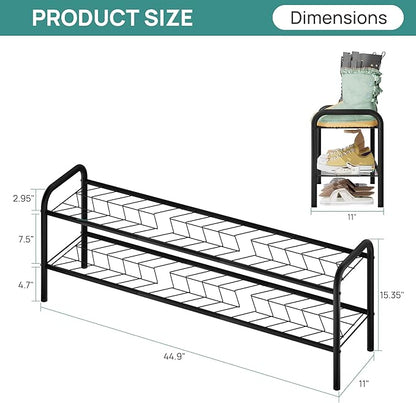 viewcare 2-Tier Shoe Rack for Closet, Extra Long Shoe Rack for Entryway & Garage, Sturdy Metal Construction, Shoe Organizer Holds 9-13 Pairs