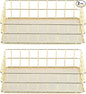 2Pcs Wire Mesh Baskets, 9.6 x 6.5in Golden Desktop Metal Storage Basket Iron Grid Storage Tray Net Basket Storage Bins