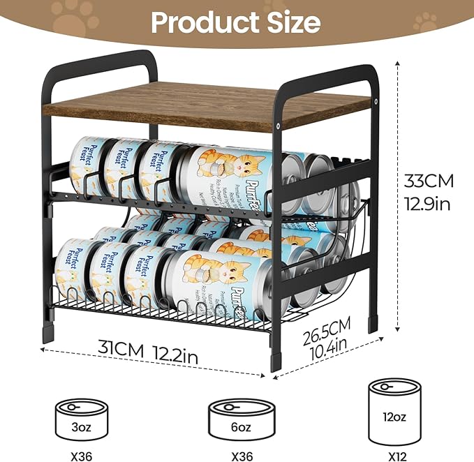 Can Organizer for Pantry Adjustable Cat Food Storage Container 2 Tier Canned Food Organizer for Human and Pet Holds up to 42 Cans Fifo Design