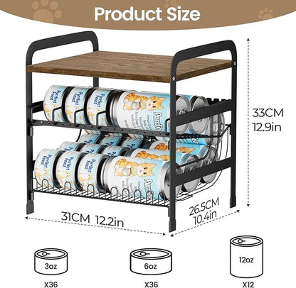 Can Organizer for Pantry Adjustable Cat Food Storage Container 2 Tier Canned Food Organizer for Human and Pet Holds up to 42 Cans Fifo Design